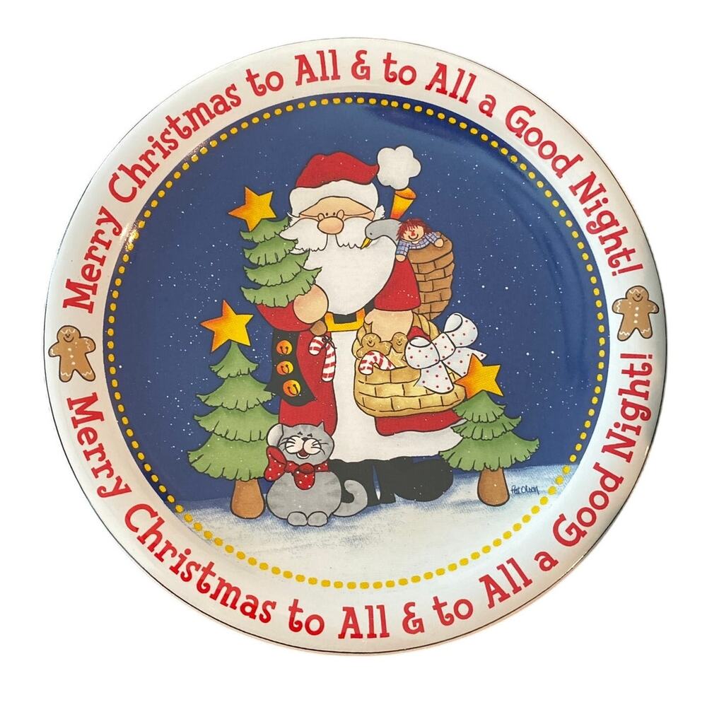 Kris Kringle and Critters Display Plate and Stand Santa Cookie Plate